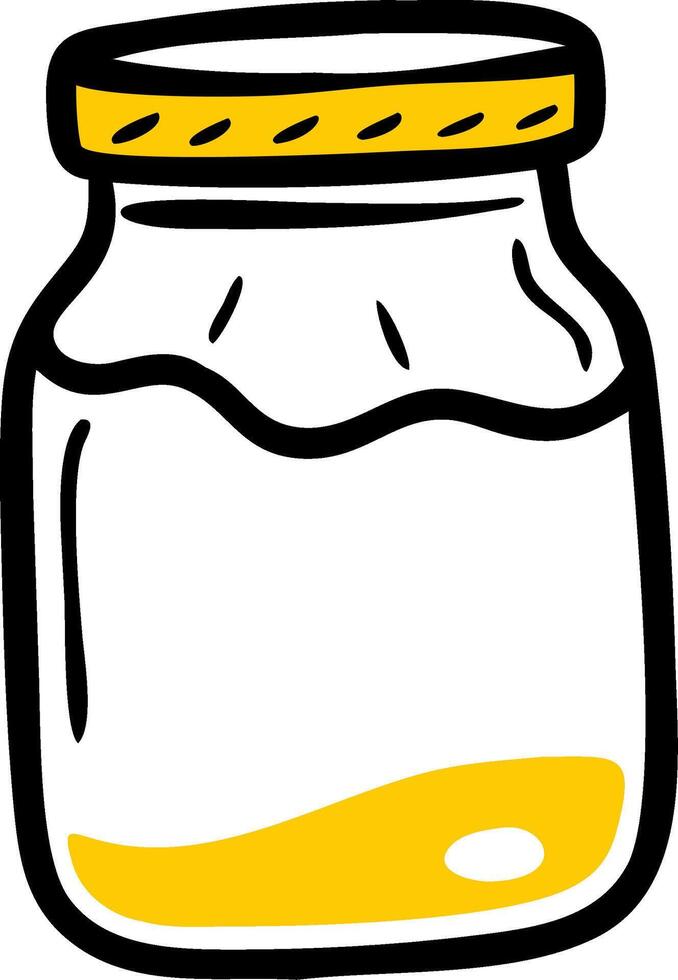 Illustration of Empty Jar with Yellow Lid and Minimal Contents for Design Projects vector
