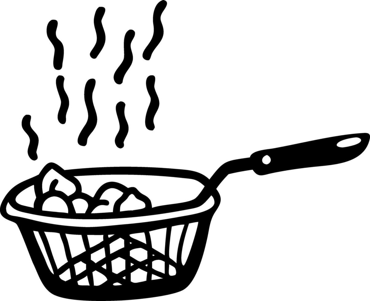 Illustration of Frying Basket with Steam for Cooking and Recipe Designs vector