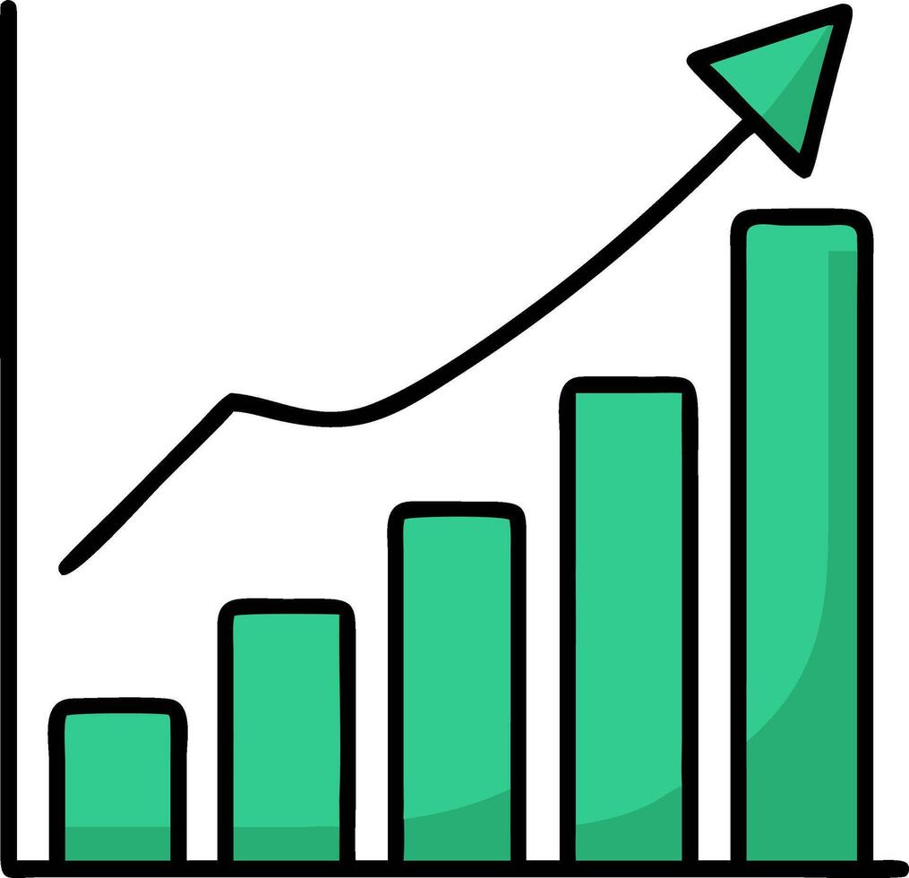 Illustration of Growing Bar Chart with Upward Arrow for Business Success Concepts vector