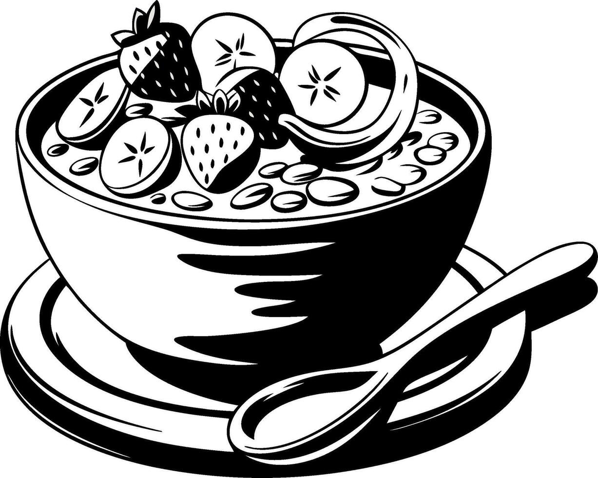 Illustration of Fruit and Oatmeal Bowl with Spoon for Healthy Breakfast Ideas vector