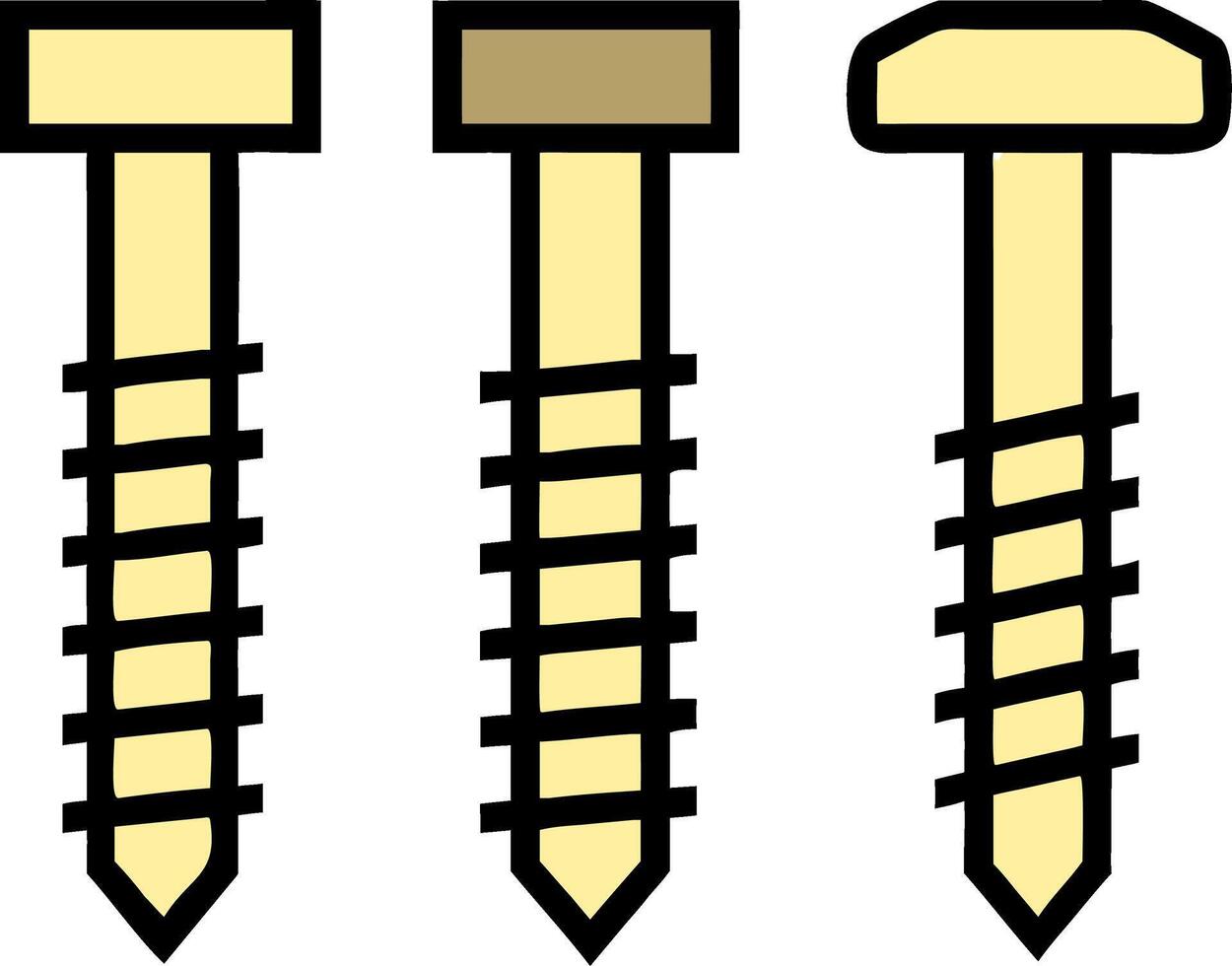 Illustration of Three Different Screws for DIY Projects and Construction vector