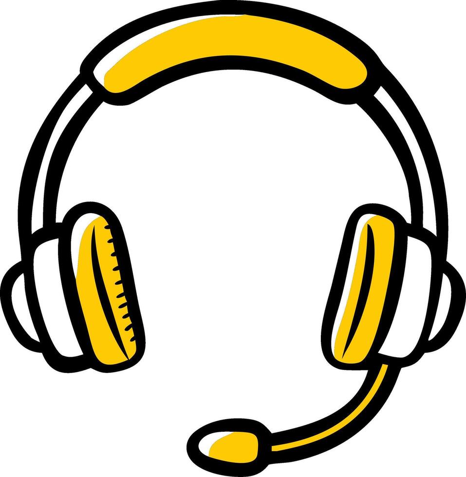 Illustration of Yellow Headset with Microphone for Communication and Gaming vector