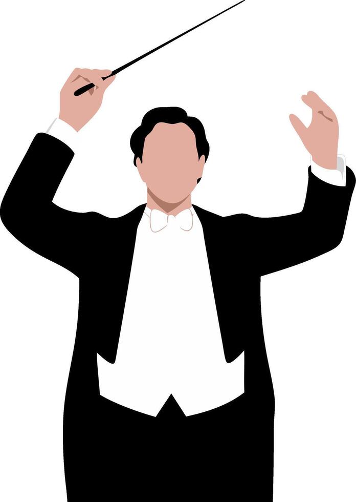 Illustration Orchestra Conductor Leading Performance for Music Art Projects vector