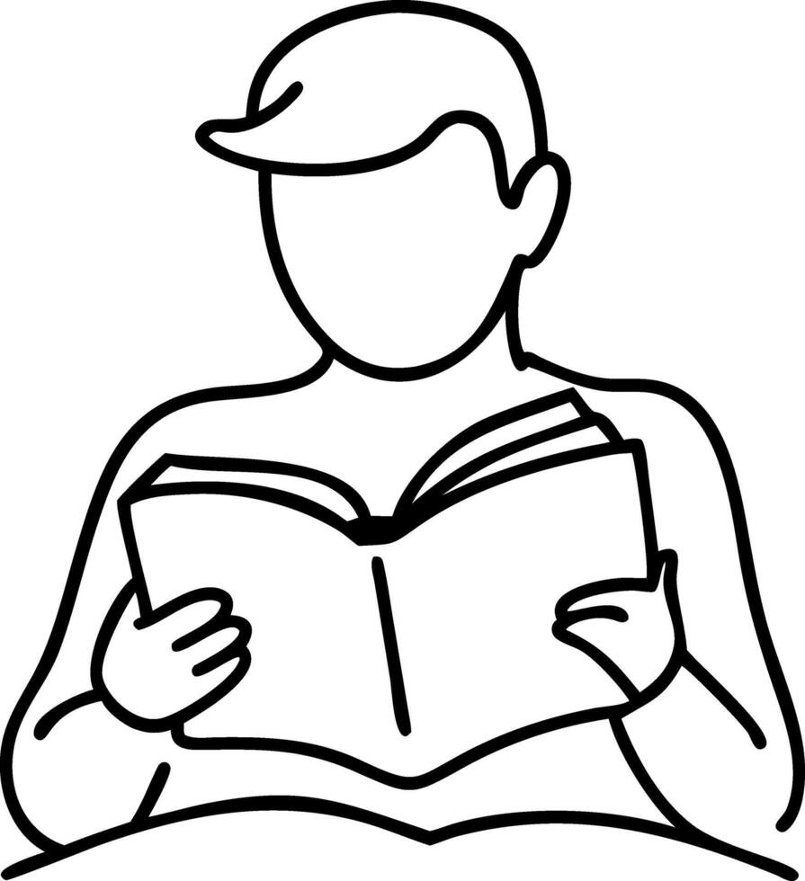 Illustration Person Reading Book Minimal Line Art Design vector