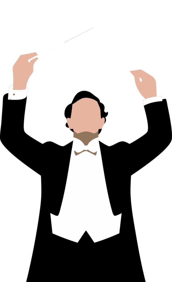 Illustration Orchestra Conductor Holding Batons in Black Tuxedo for Music Design Use vector