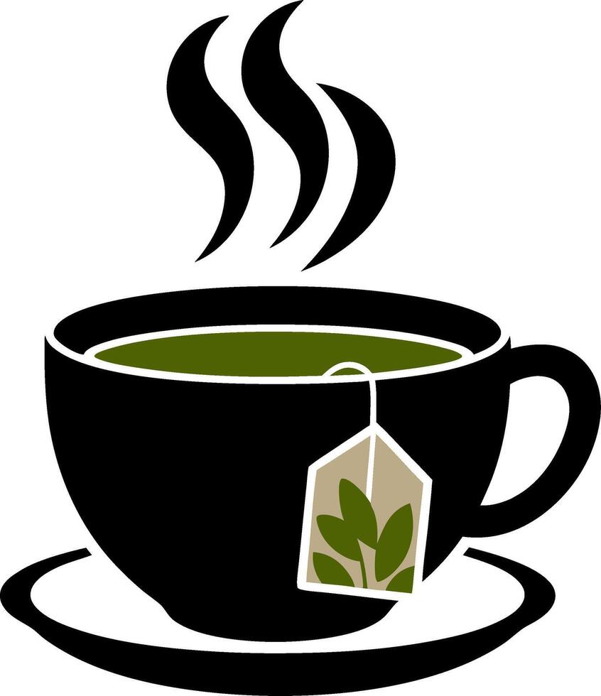 Illustration Steaming Cup Green Tea with Teabag for Cafe Menu Design vector