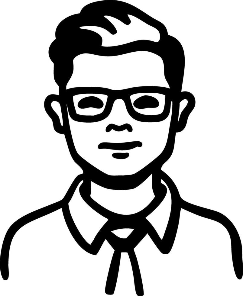 Illustration Young Male Avatar Glasses Professional Portrait Outline Style vector
