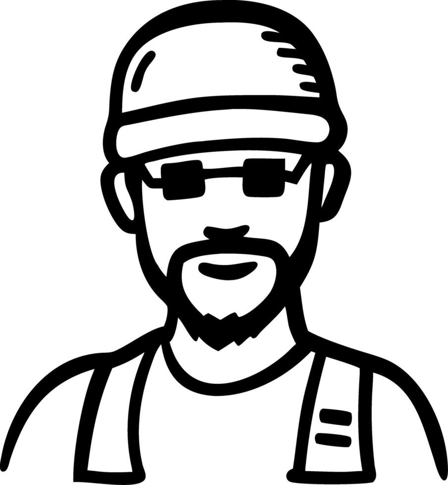 Minimalist Bearded Man Avatar Wearing Sunglasses and Cap vector