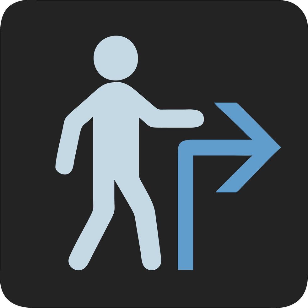 Pedestrian Walking Right Arrow Sign Symbol for Navigation and Safety vector