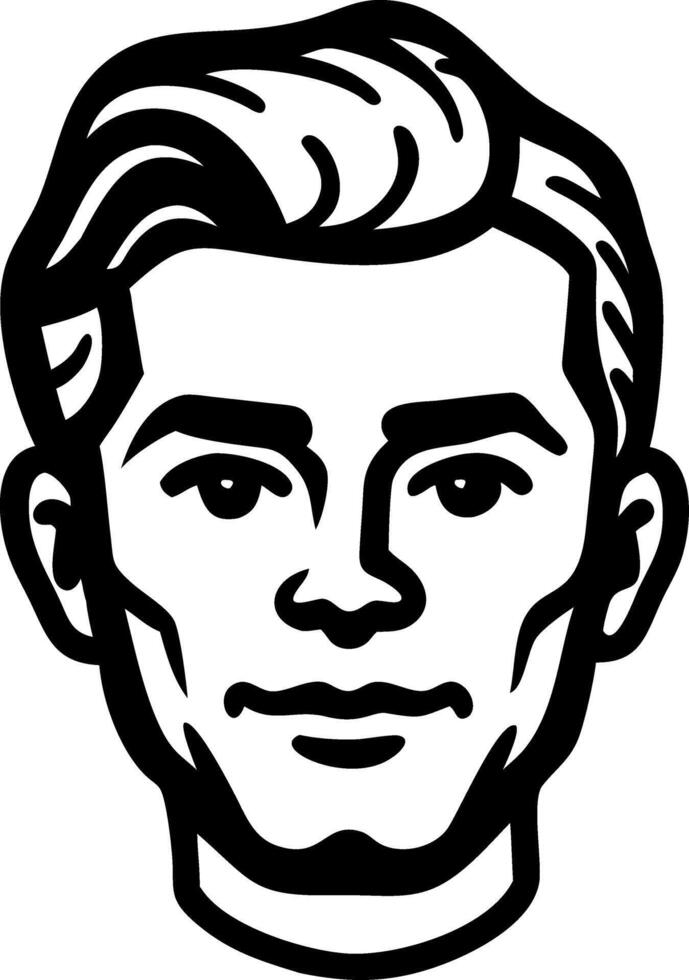 Portrait Male Face Line Art Illustration for Design and Tattoos vector