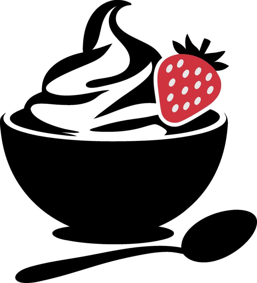 Strawberry Topped Ice Cream Dessert Illustration for Culinary Designs vector