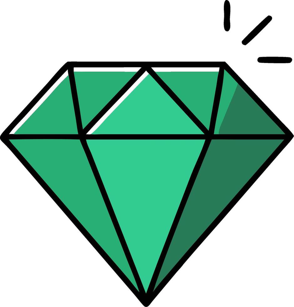 Vibrant Green Diamond Geometric Gem Illustration for Design Projects and Graphics vector