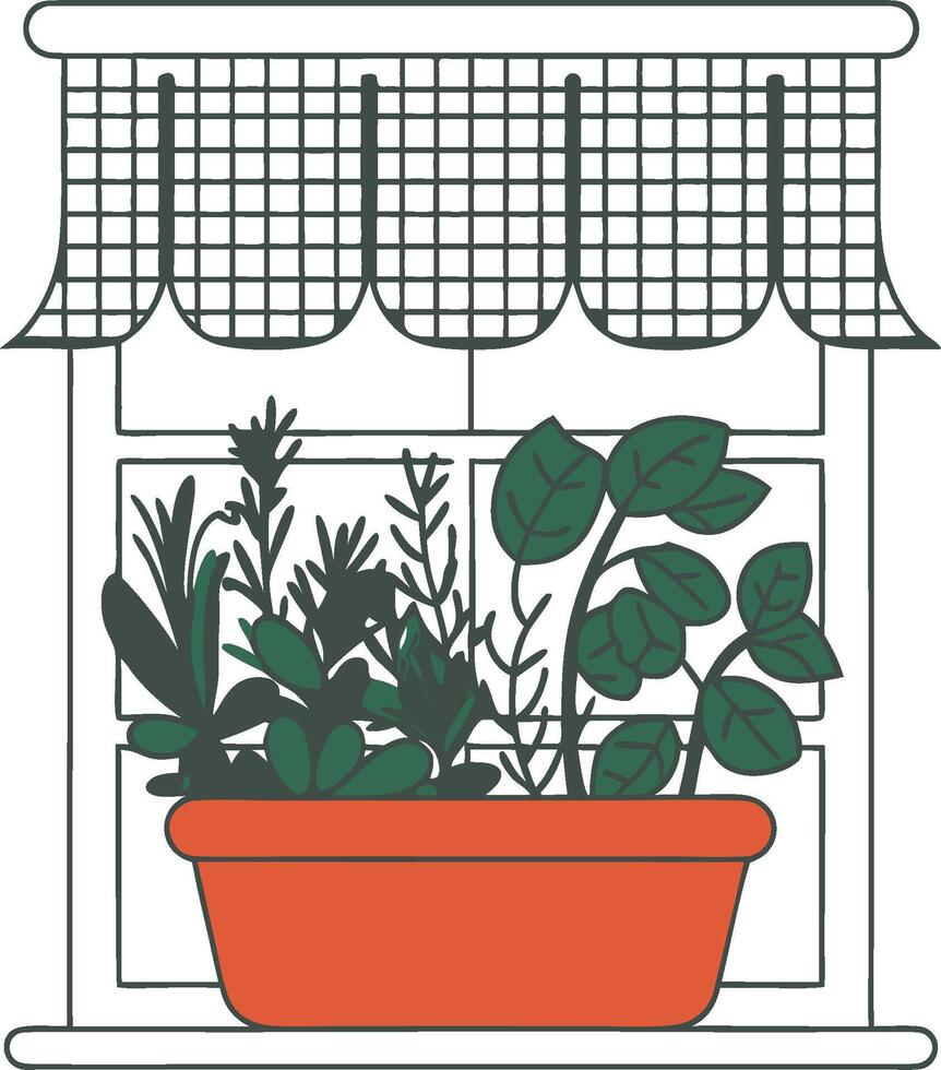 Vibrant Potted Herbs on Light Background Illustration vector