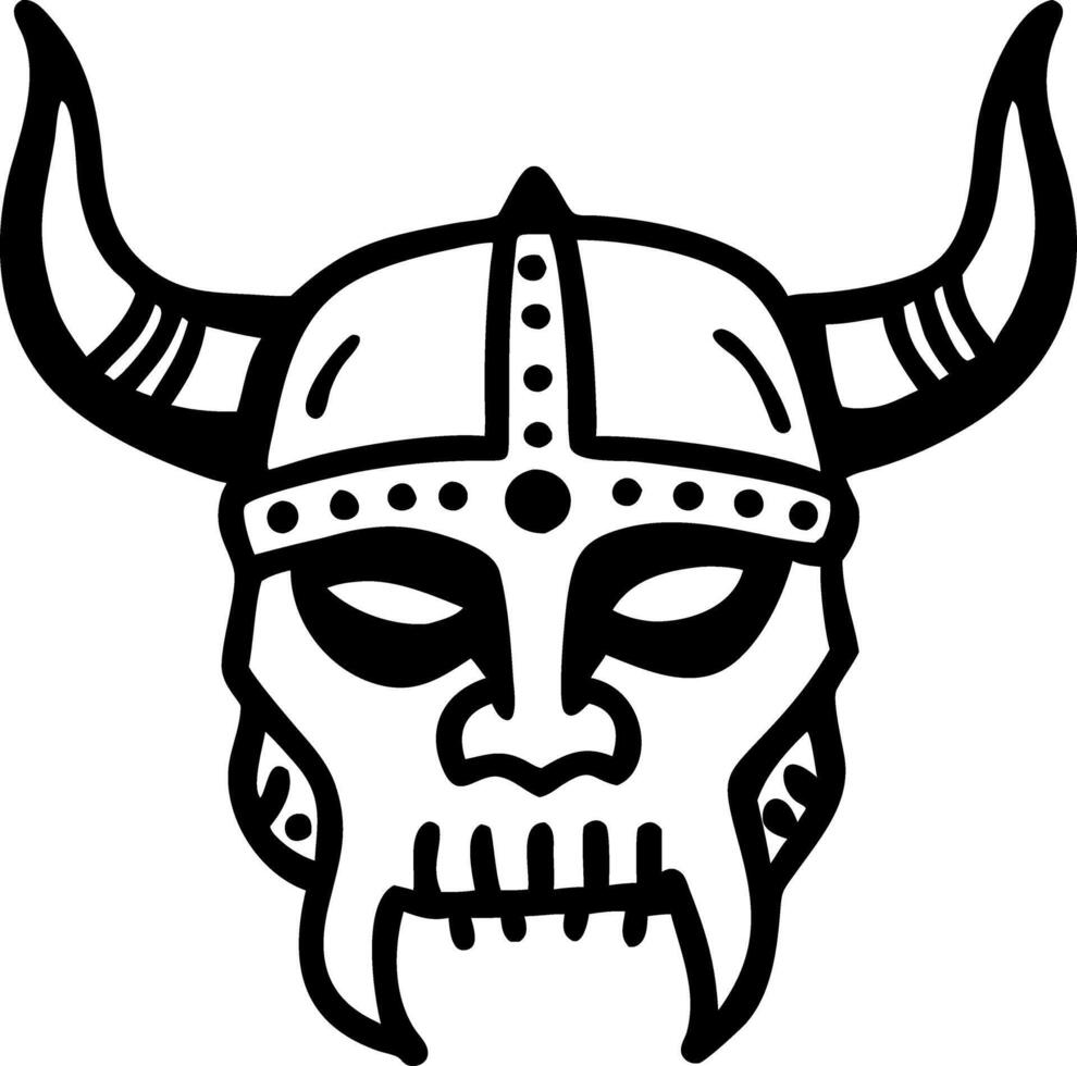 Viking Helmet Skull Illustration for Tattoo Design and Crafts Art vector