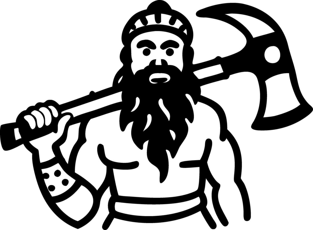 Viking Warrior Holding Axe Art for Tattoo and Graphic Design vector