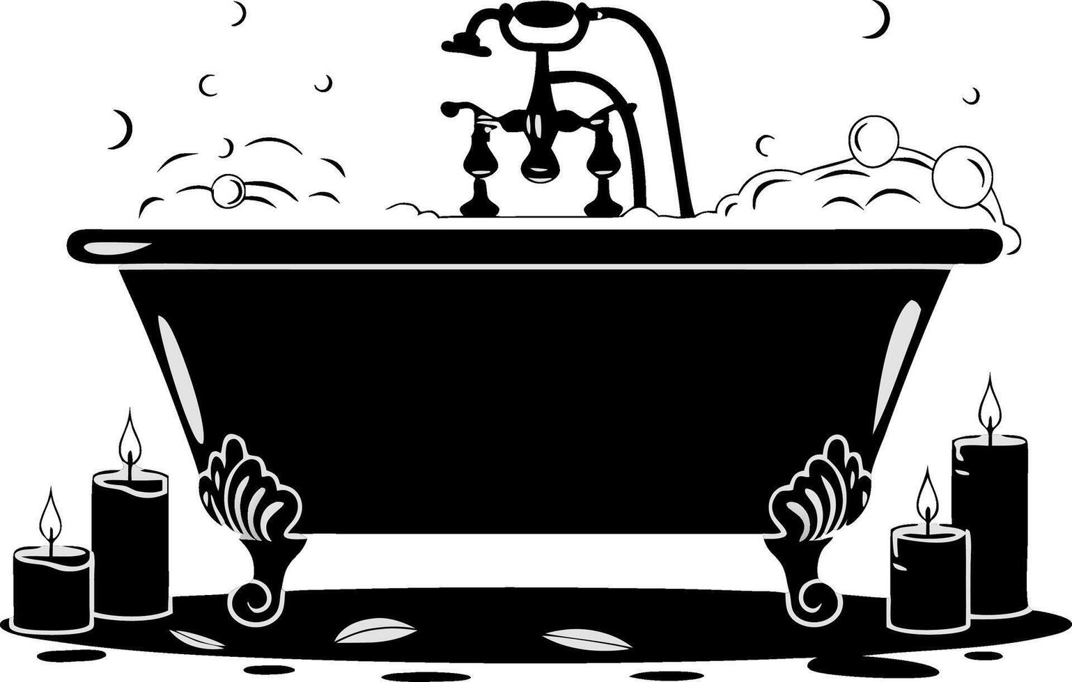 Vintage Bubble Bath with Candles Illustration for Relaxation and Spa Decor vector