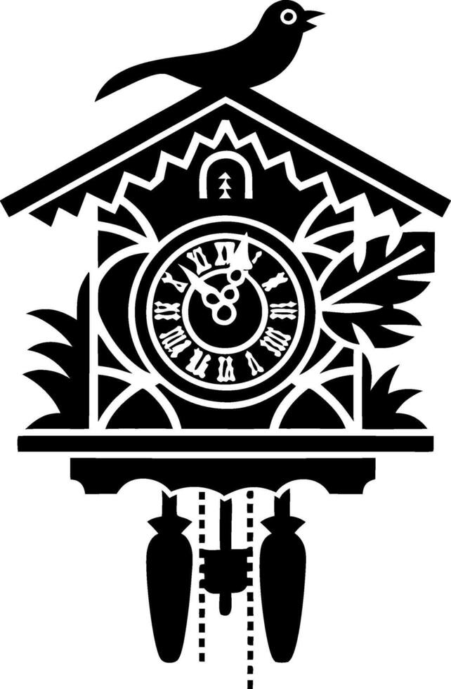 Vintage Cuckoo Clock Silhouette for Decoration and Design vector