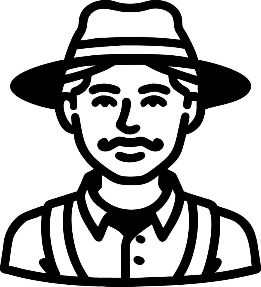Vintage Farmer Portrait Illustration in Hat Ideal for Retro Design and Branding vector