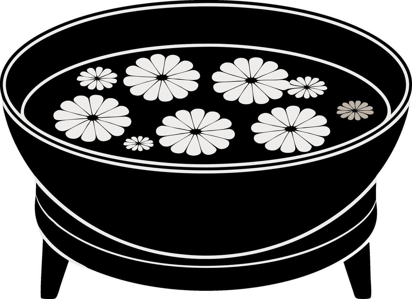 Vintage Floral Bowl Illustration with Floating Flowers for Home Decor and Spa vector