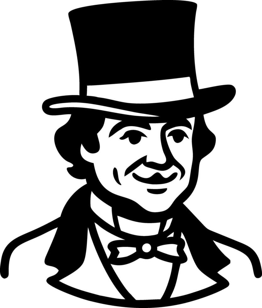 Vintage Gentleman in Top Hat Portrait Illustration for Historical Design Use vector