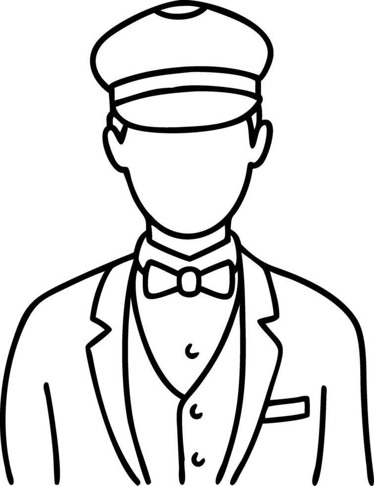 Vintage Gentleman Outline Cap Suit Bowtie Illustration vector