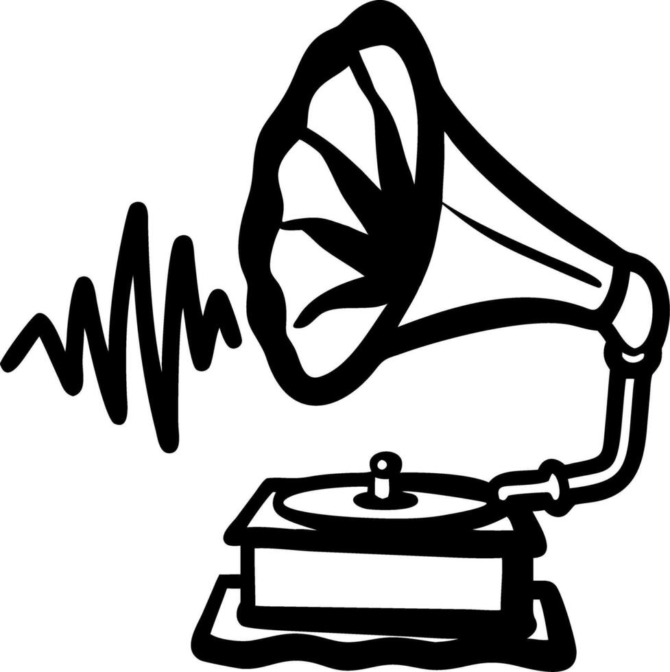 Vintage Gramophone Music Sound Waves for Retro Art and Craft Designs vector