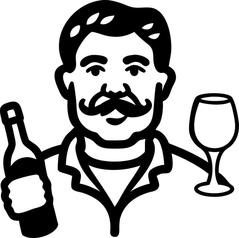 Vintage Wine Enthusiast Illustration with Bottle and Glass vector