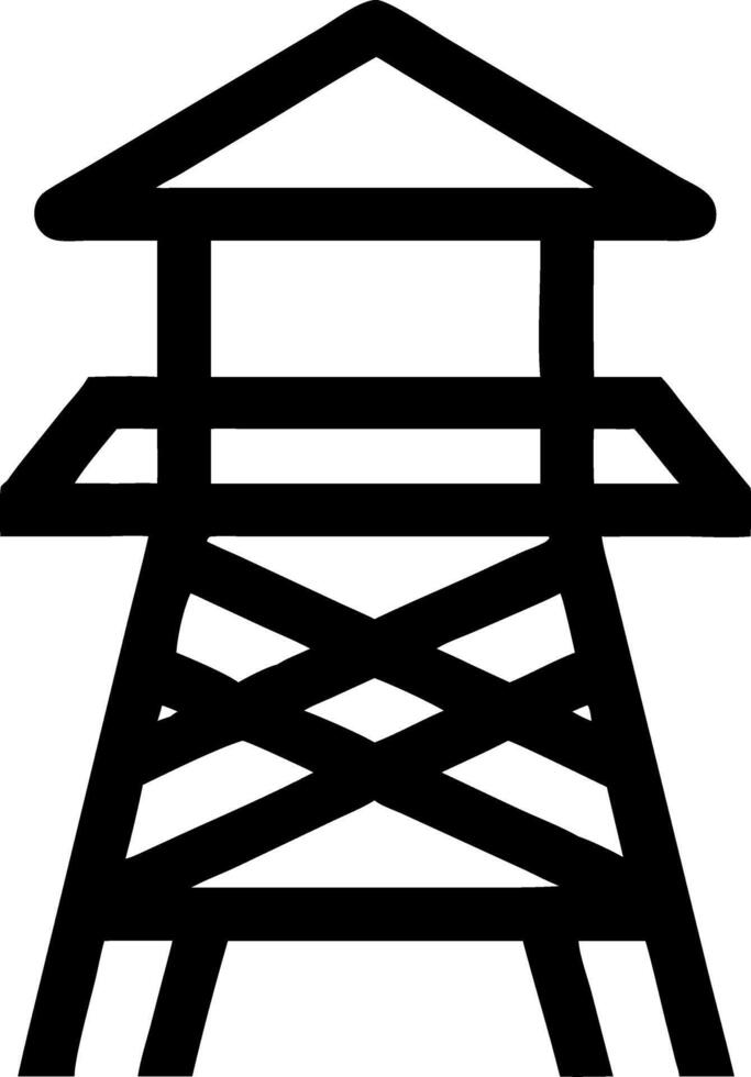 Watchtower Silhouette Illustration for Security and Surveillance Graphics vector