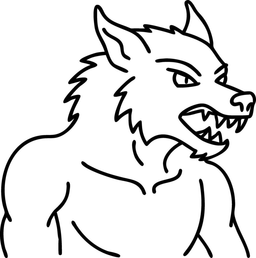 Werewolf Line Art Illustration Mythical Creature for Tattoos and Coloring Books vector
