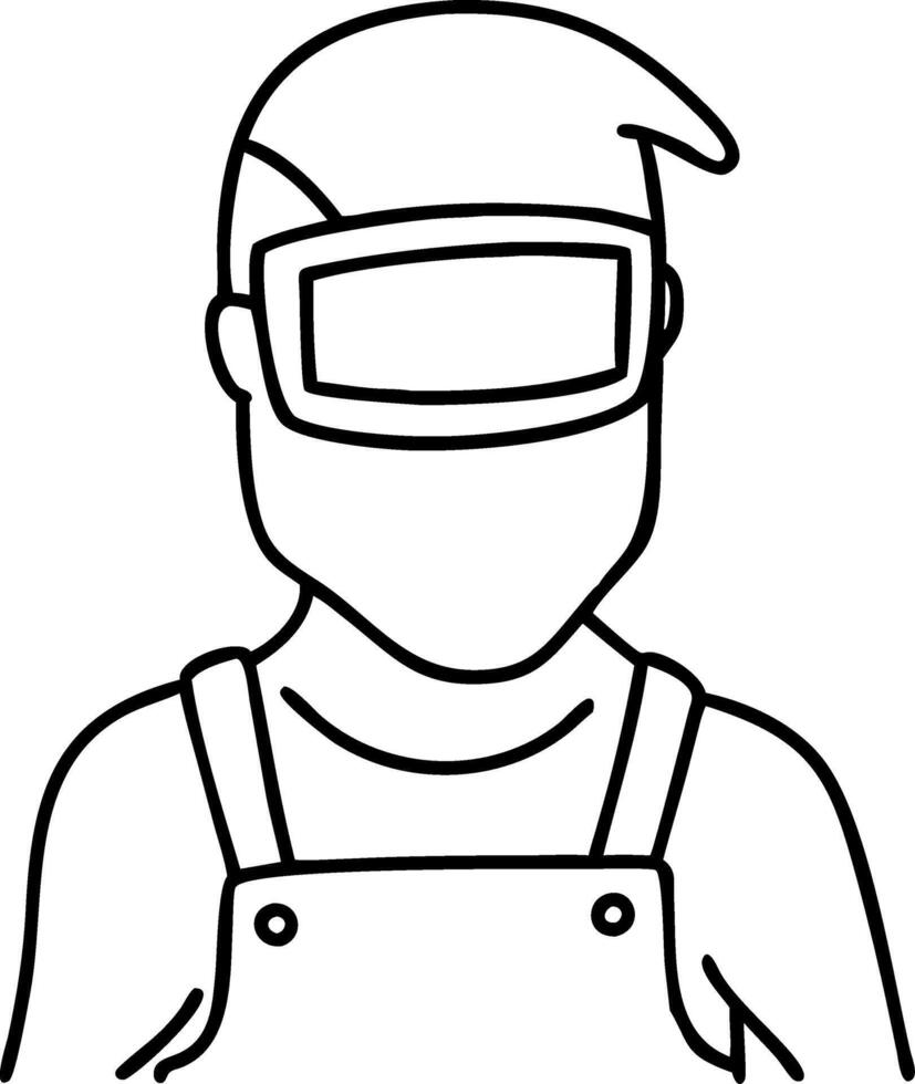 Welding Safety Illustration Worker with Protective Gear Outline vector