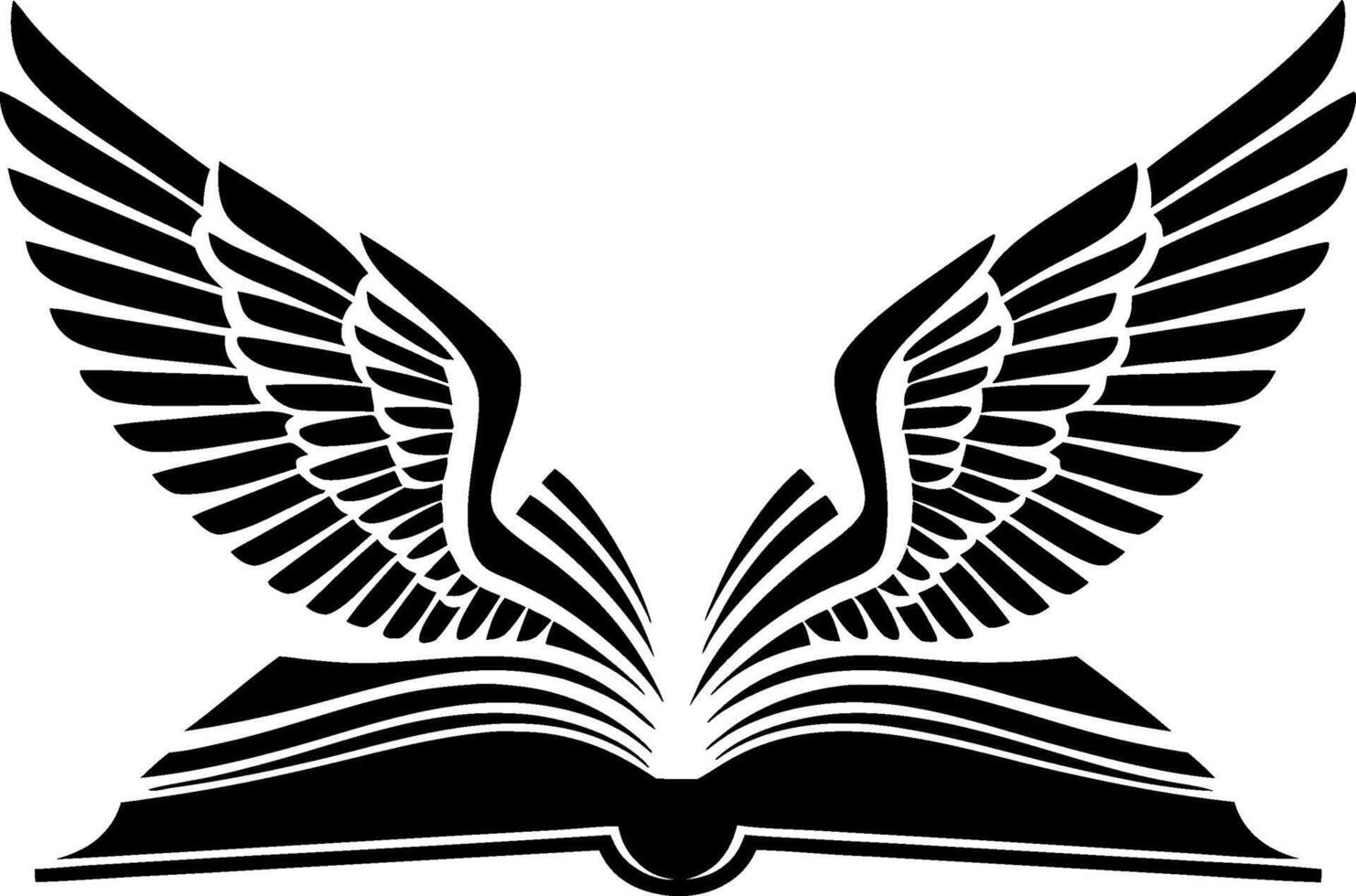 Winged Book Symbol of Knowledge and Freedom for Educational Tattoos and Graphic Design vector