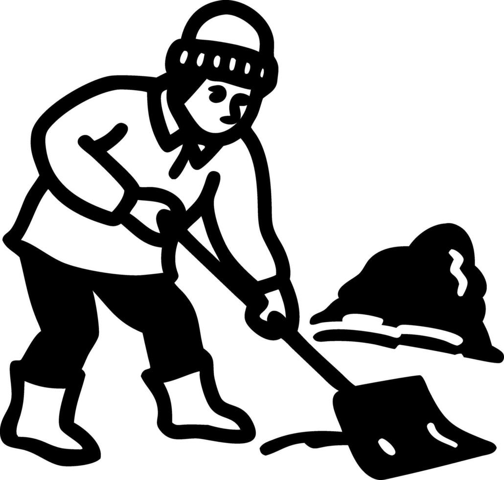 Winter Worker Shoveling Snow Illustration for Seasonal Design Projects vector