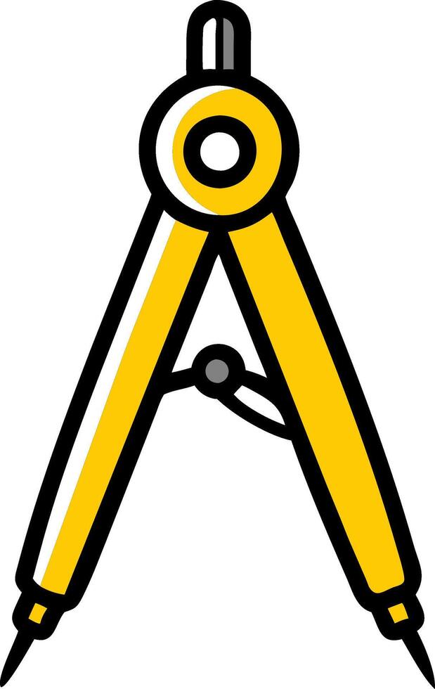 Yellow Geometry Compass Educational Tool Illustration for Technical Drawing Designs vector