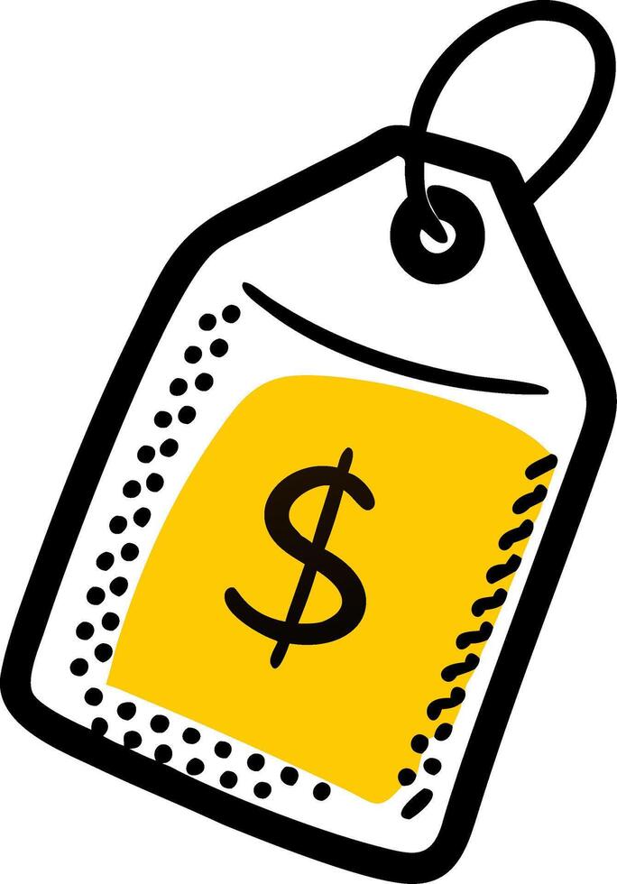 Yellow Price Tag with Dollar Sign for Marketing and Retail Design vector
