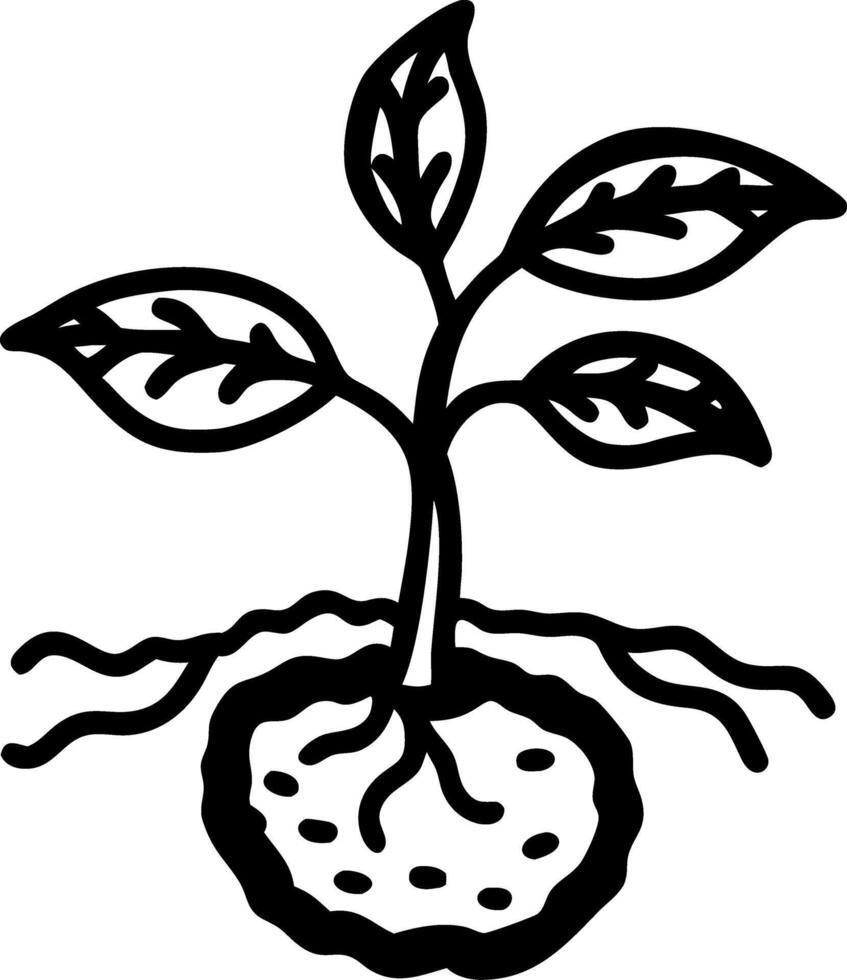 Young Plant with Roots Simple Illustration for Education and Nature Projects vector