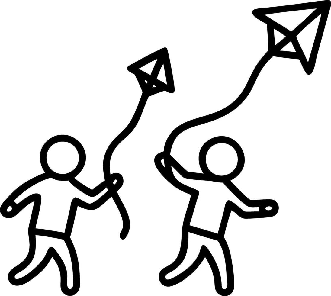 Kids Playing with a Kite in the Backyard vector