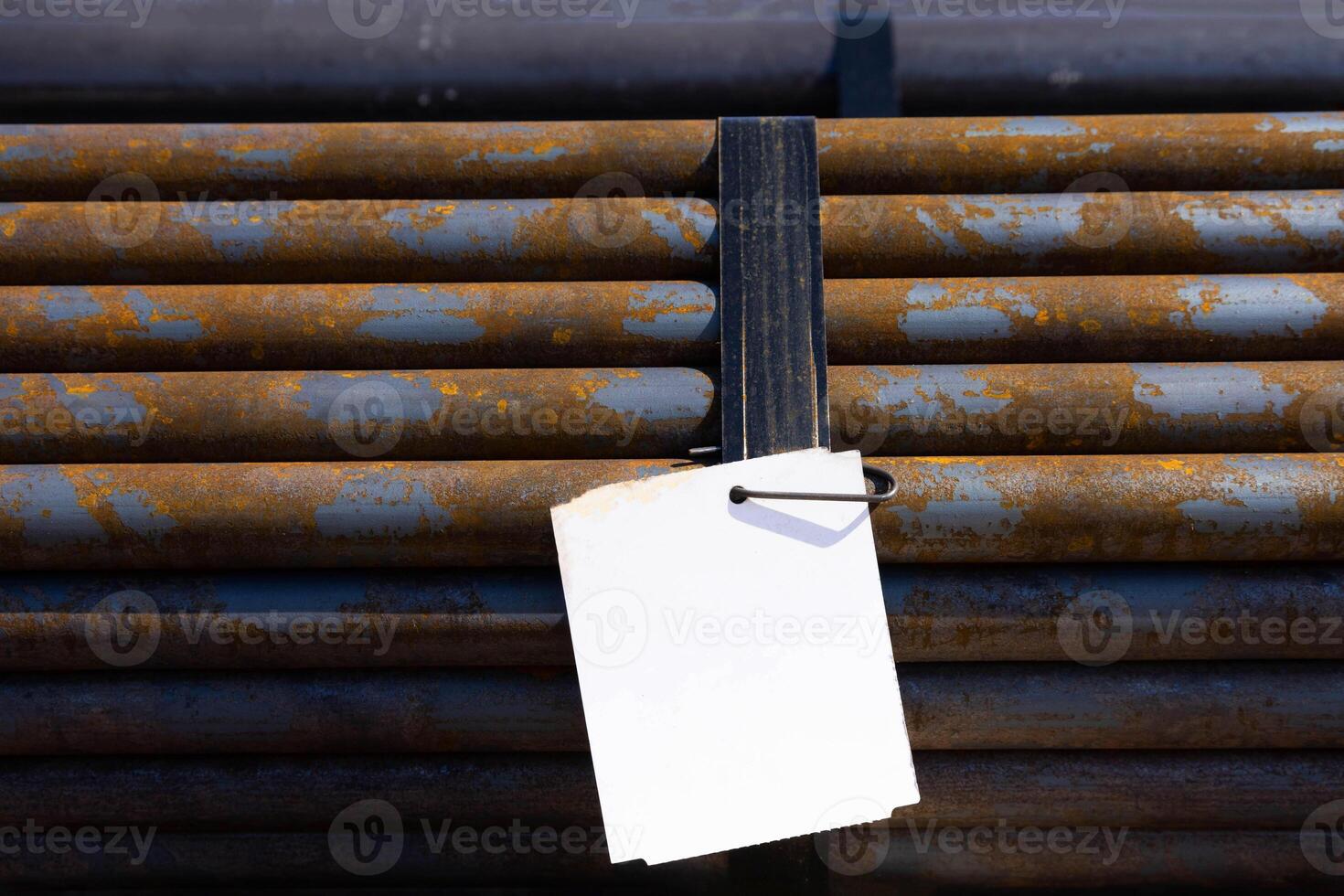 Steel reinforcement bars stacked in a stack. Copy space photo