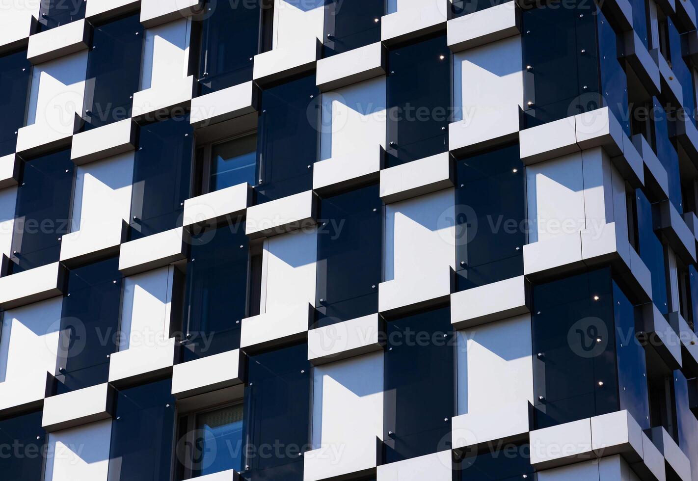 Facade of a modern building in black and gray. Copy space photo