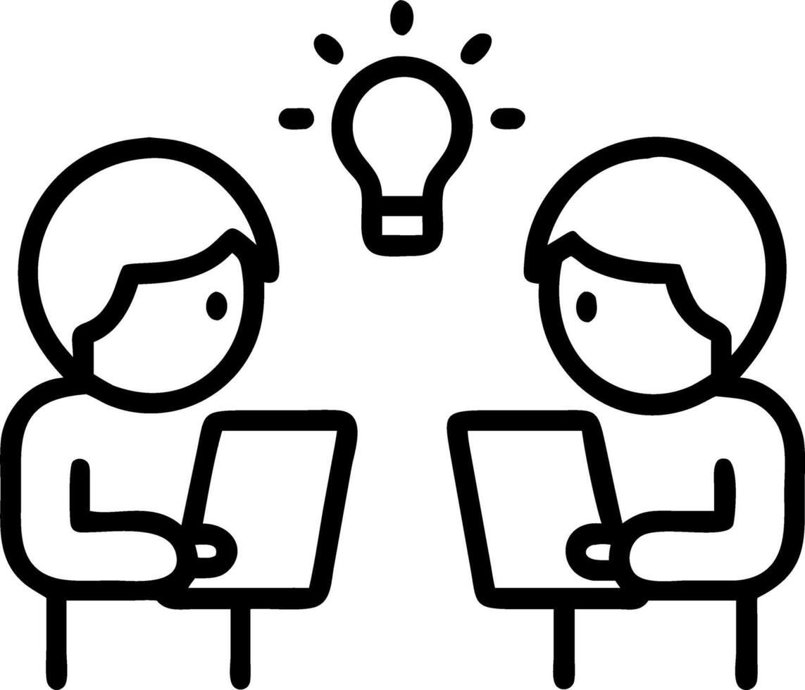 Kids Brainstorming with Tablets vector