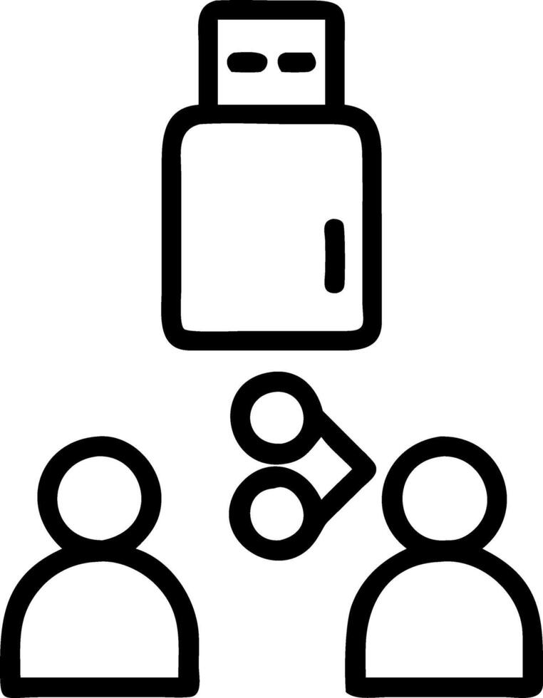 Macro of Team Sharing a Single USB Drive vector