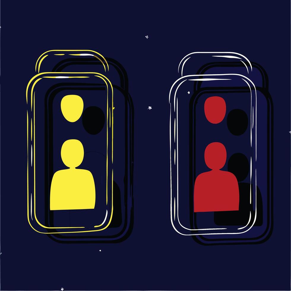 Abstract Representation of Group Dynamics Comparing Two Team Structures vector