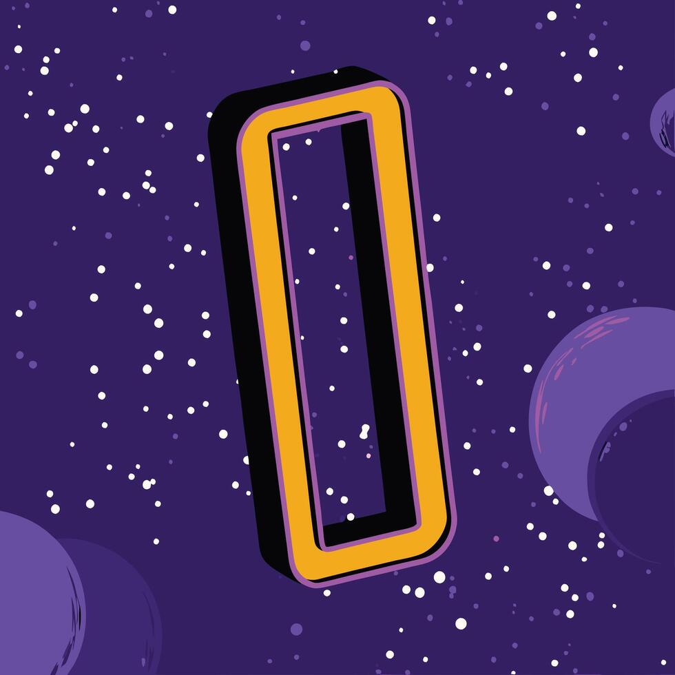 Cosmic Letter O 3D Design in Space vector