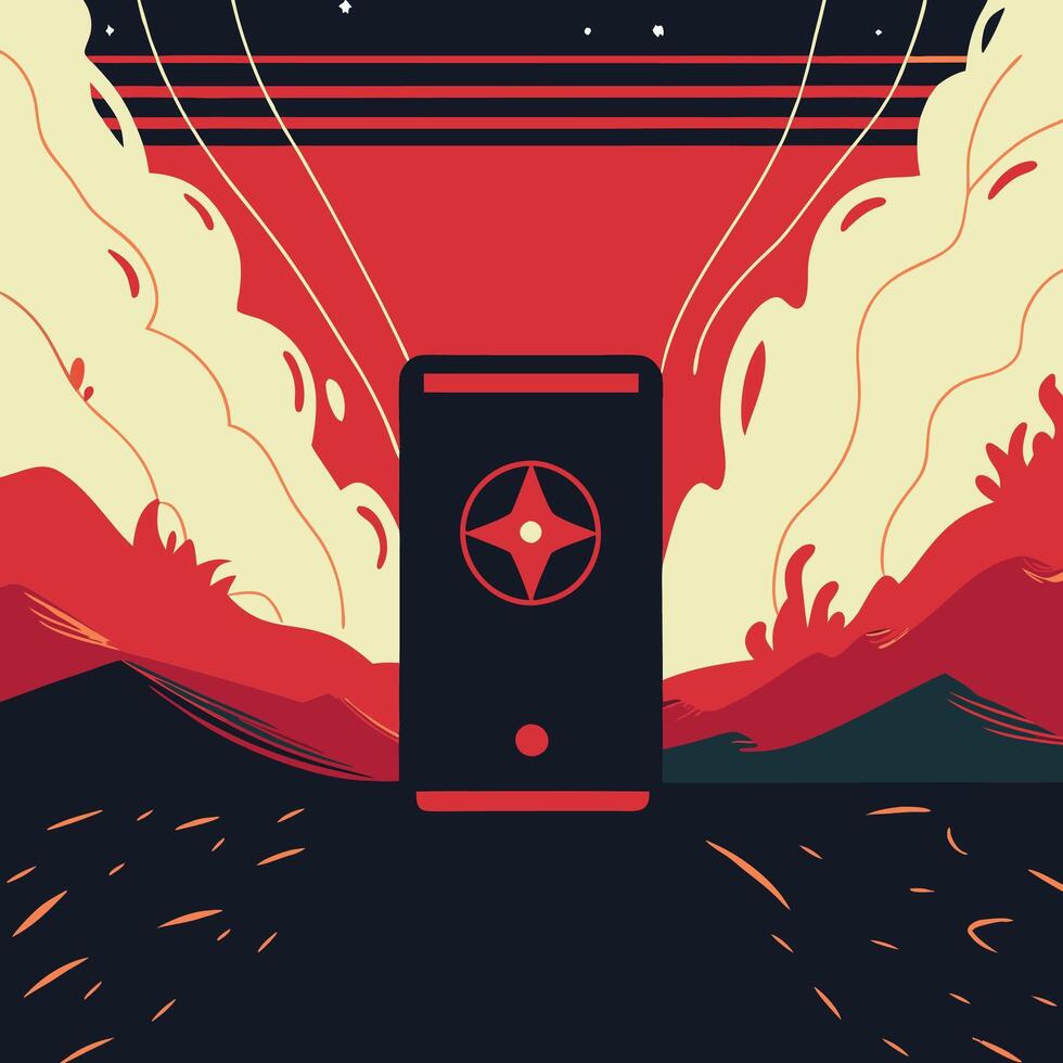 Abstract Mobile App Interface Design Red Landscape Background vector