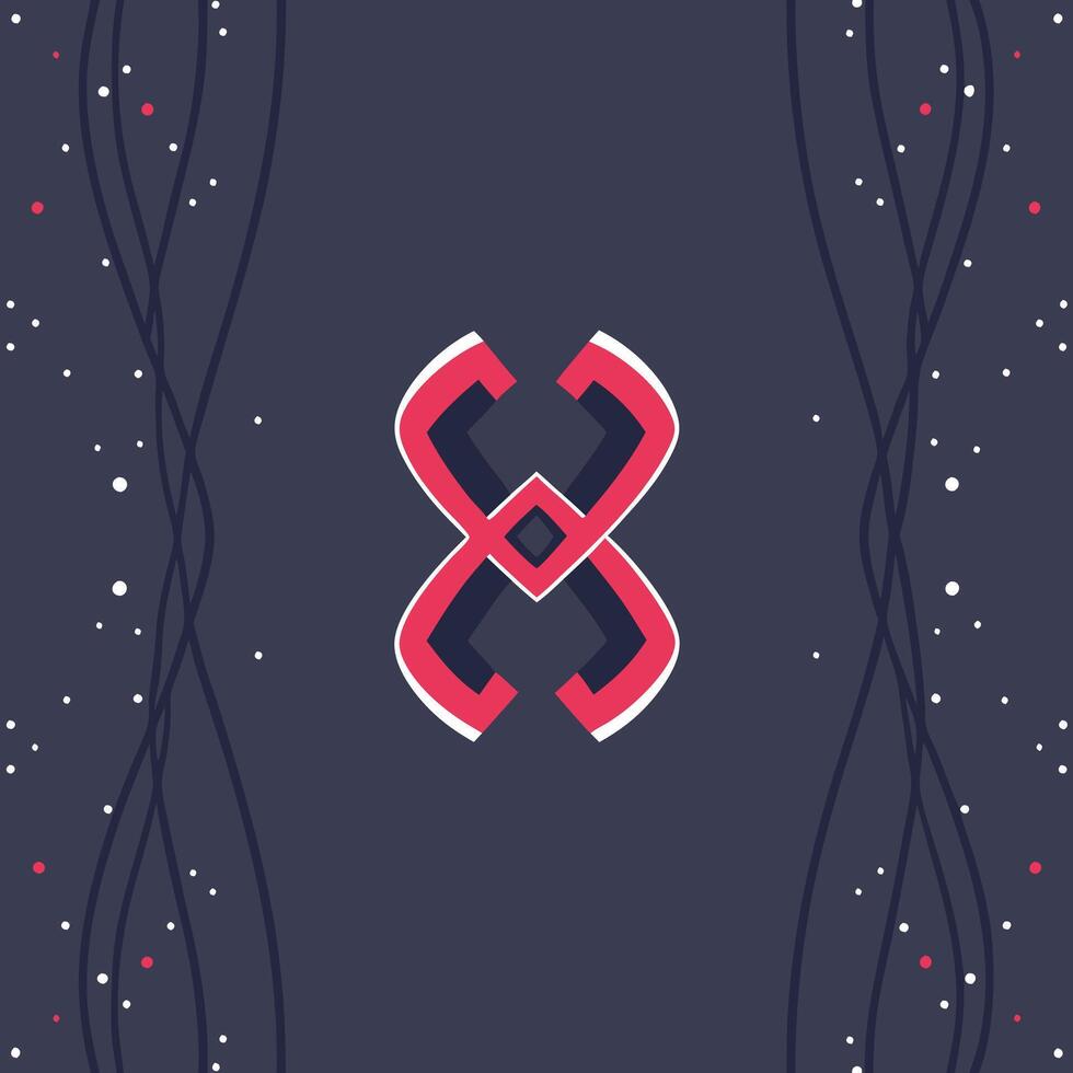 Abstract Design Intertwined Shapes, Red and Dark Blue vector