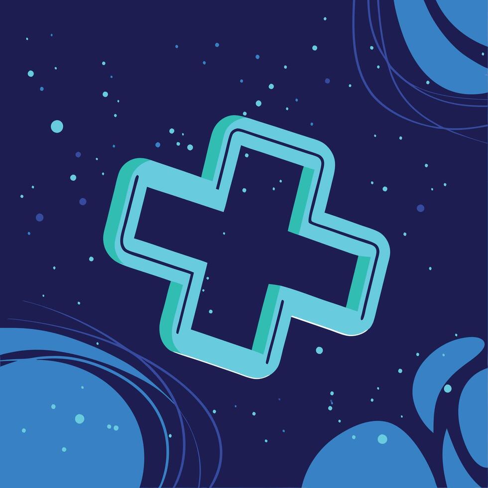 Abstract Plus Symbol Neon Blue Design vector