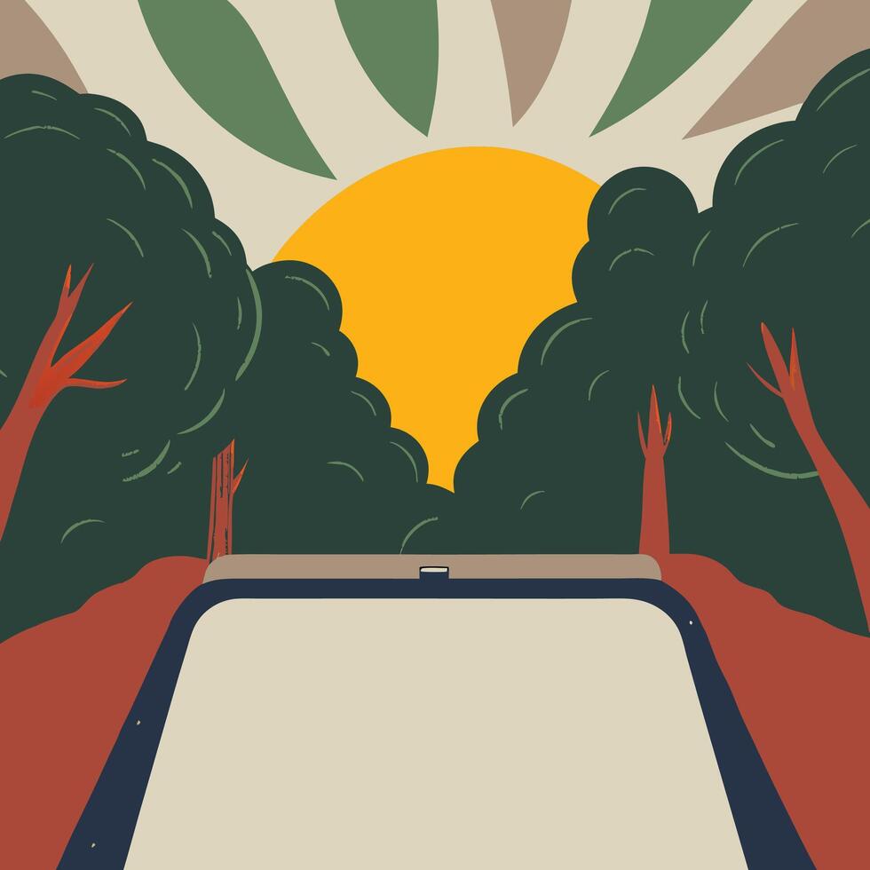 Sunrise Forest Path A Scenic View vector