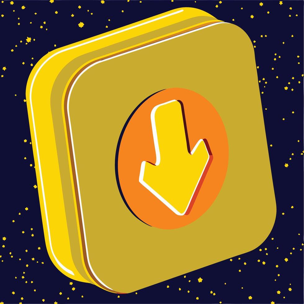 Download Button Isometric Design, Yellow and Orange vector