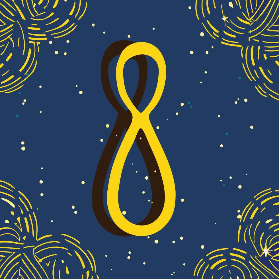 Abstract Number Eight Design with Swirling Patterns vector