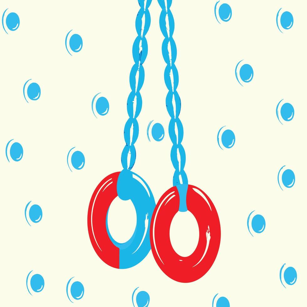 Red and Blue Gymnastic Rings Hanging vector