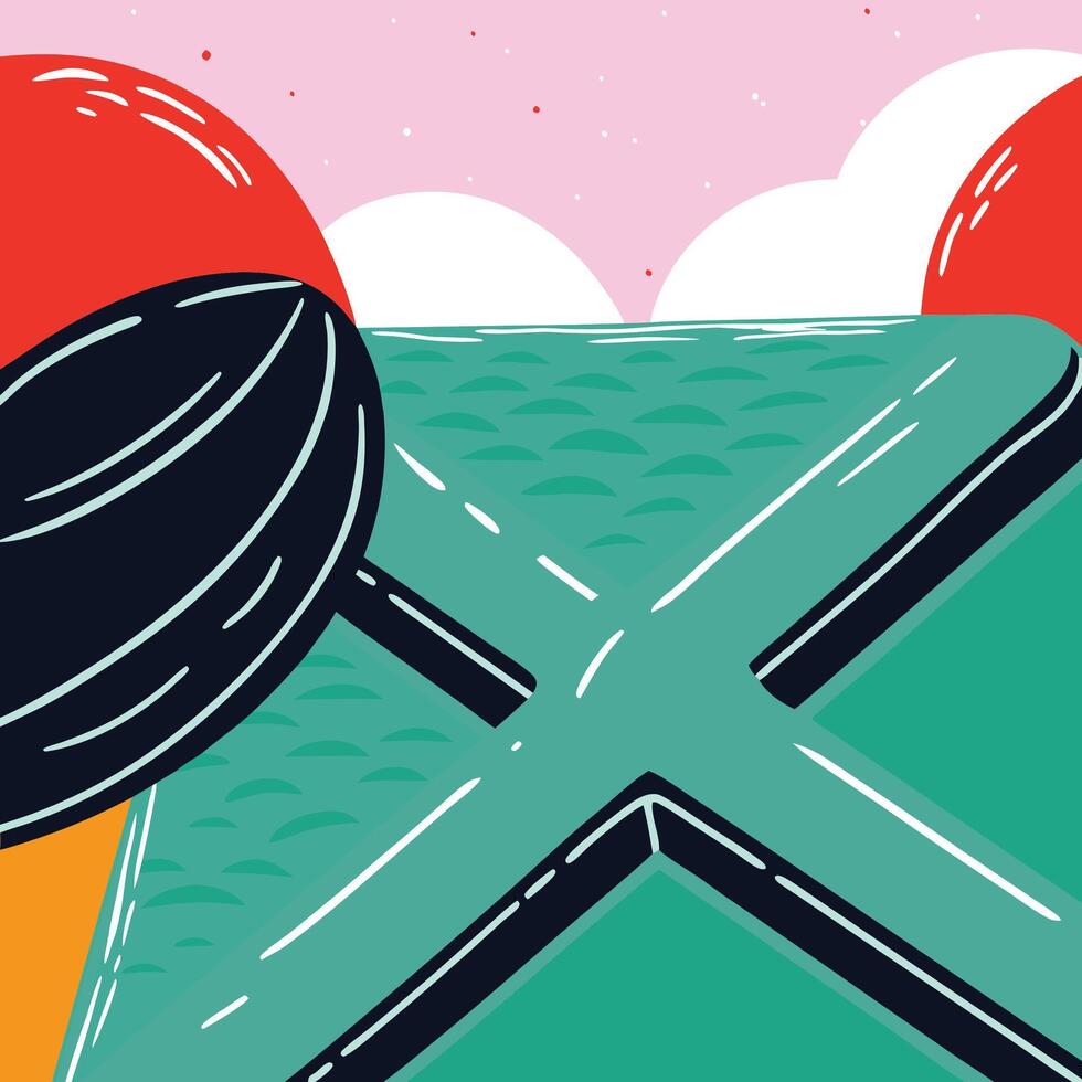 Abstract Teal and Red Geometric Shapes vector